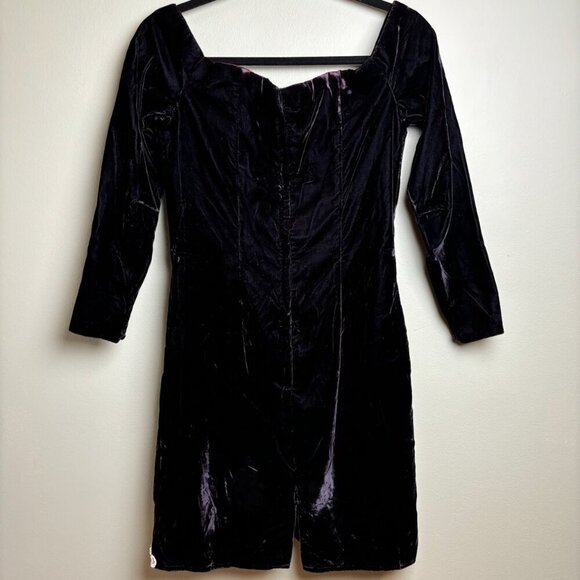 Vtge Jessica McClintock Gunne Sax Dress 11/12 Blk Velvet Lace Beaded 80's Witchy - Picture 5 of 16